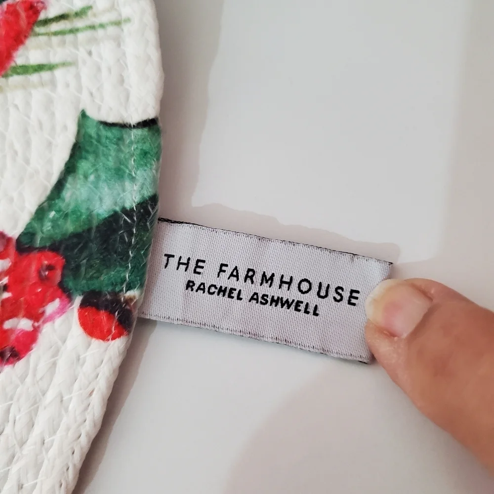 Rachel Ashwell Farmhouse Placemats Poinsettia 100% Cotton Set Of 4  Christmas